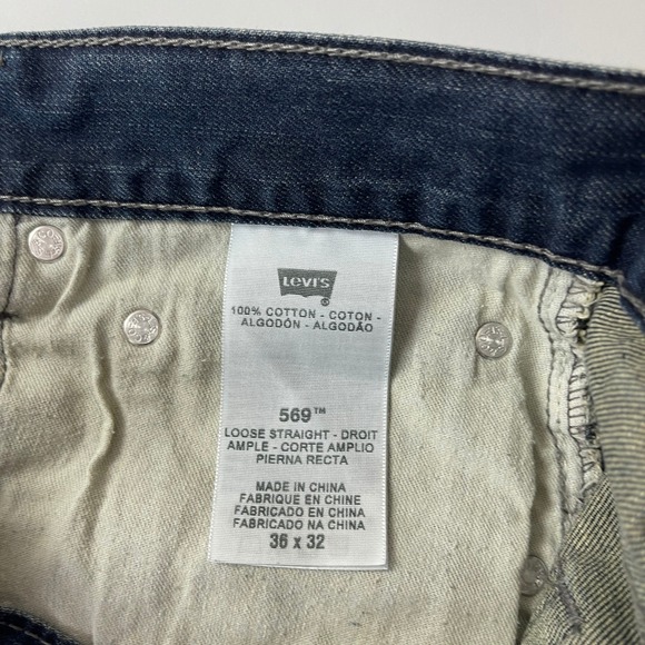 Levis 569 Jeans Mens 36x32 Blue Loose Straight Dark Wash Denim Baggy Y2K Skate - Picture 6 of 11